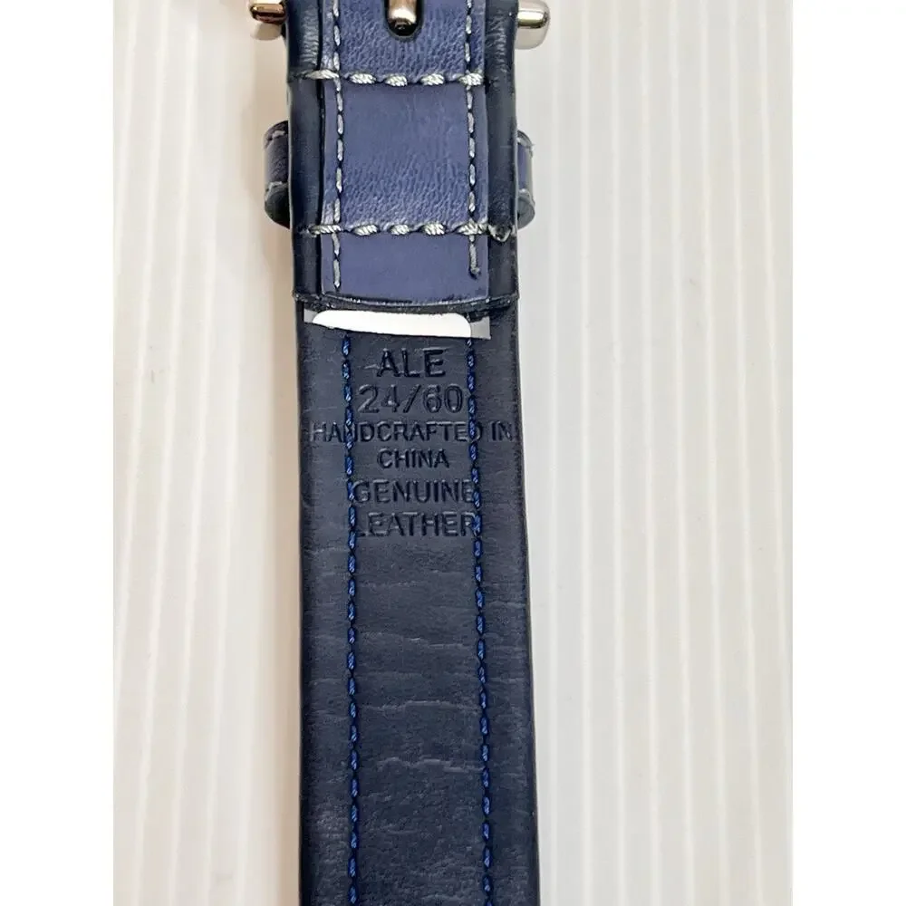 Nautica Kids Belt 6-8 Years Blue Genuine Leather Silver Buckle 24/60 Boys Preppy